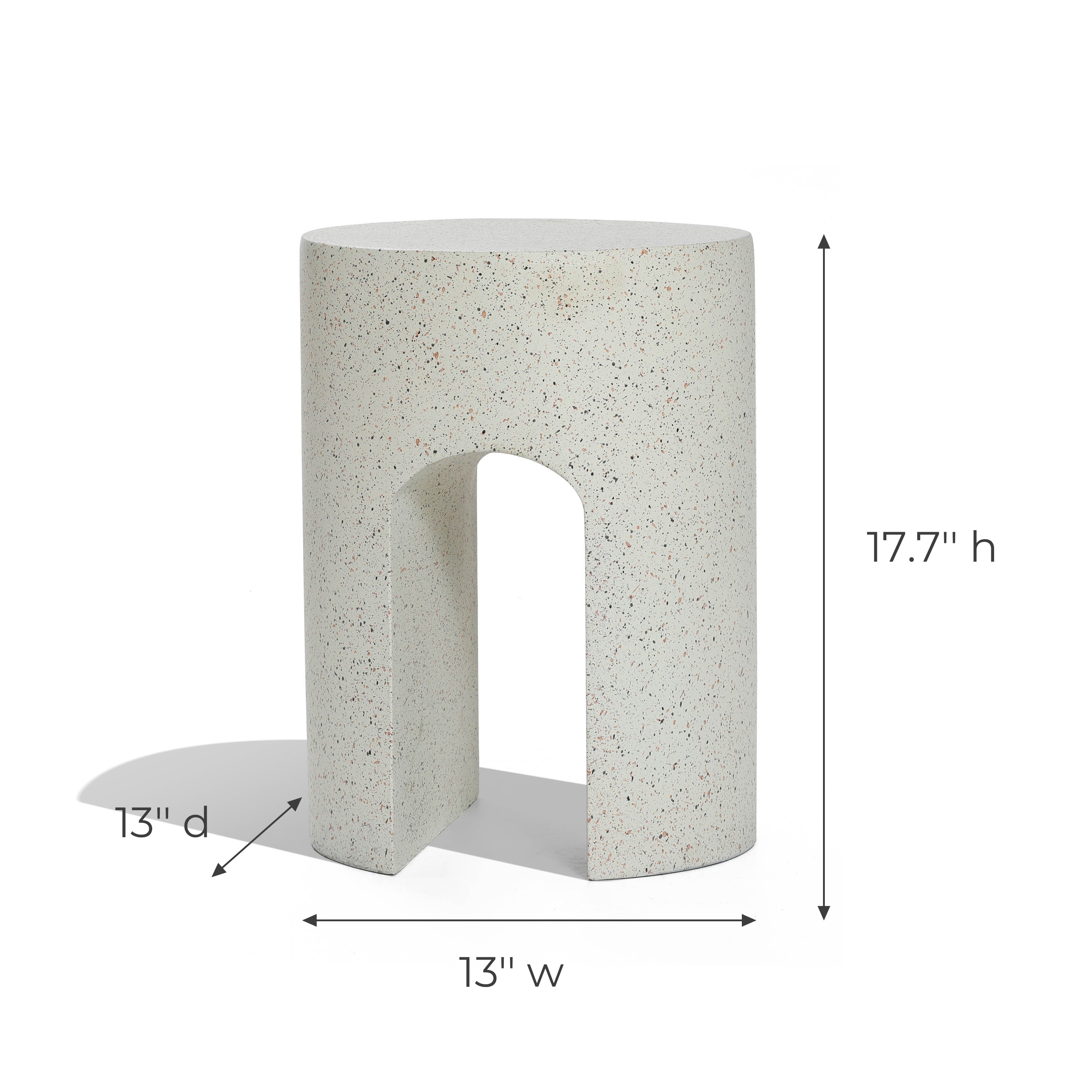 Mod Ivory White Cement Round with U-Shape Outdoor Side Table