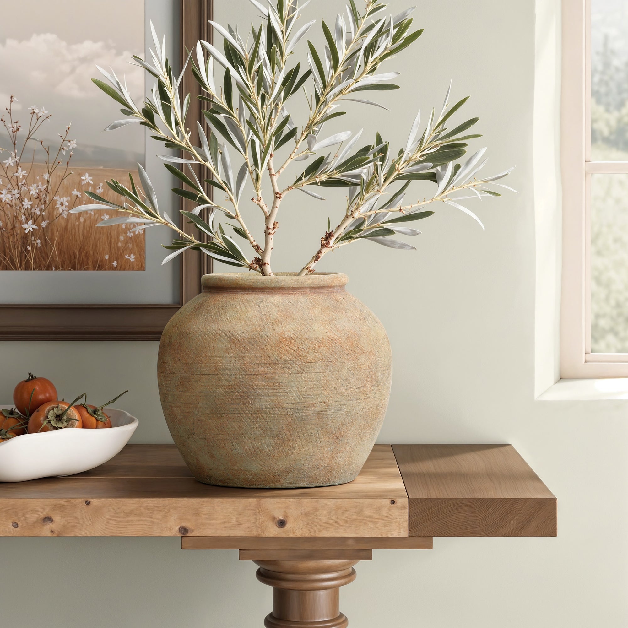 Terracotta 10" Round Vase with Natural Earth Tones