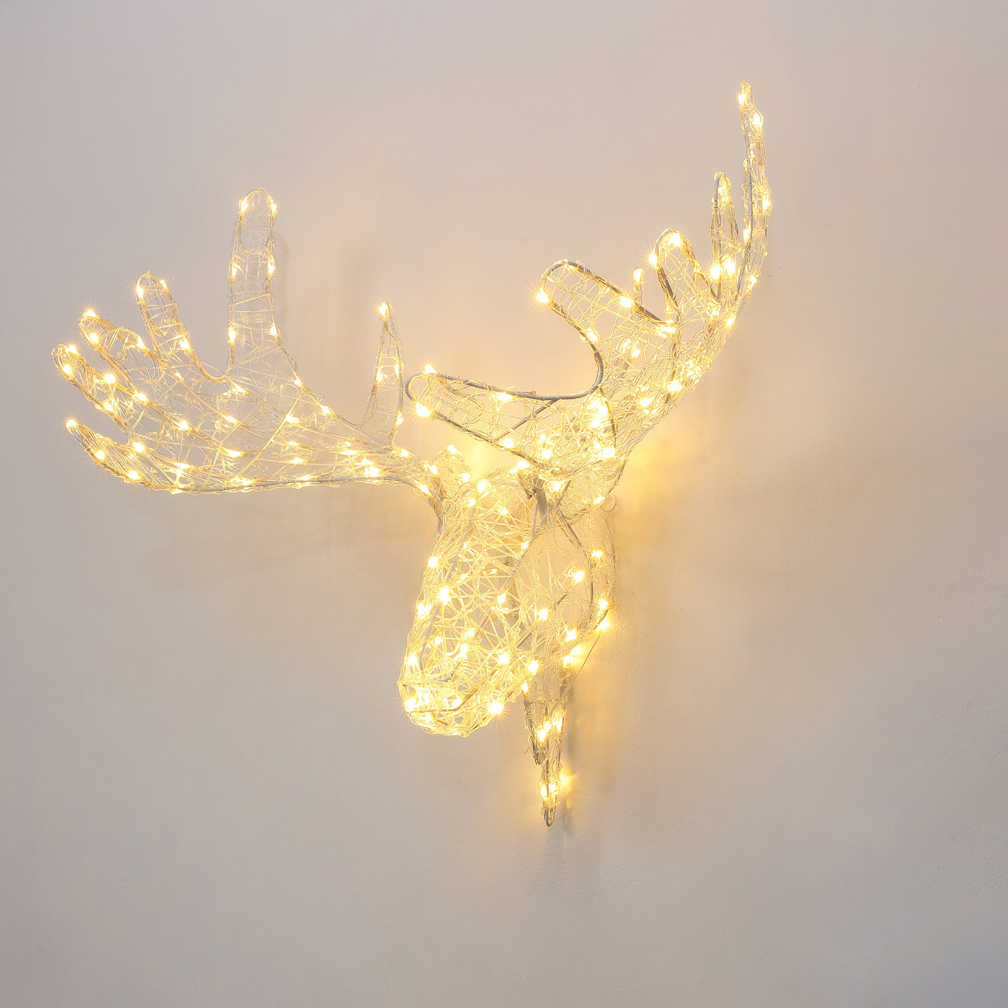 Moose Head Outdoor Holiday Decoration with Lights and Timer