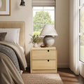 White Oak Mid-Century 2-Drawer Nightstand, 20.5'' Engineered Wood Accent Table