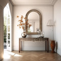 Wood Framed Arch Window Wall Mirror