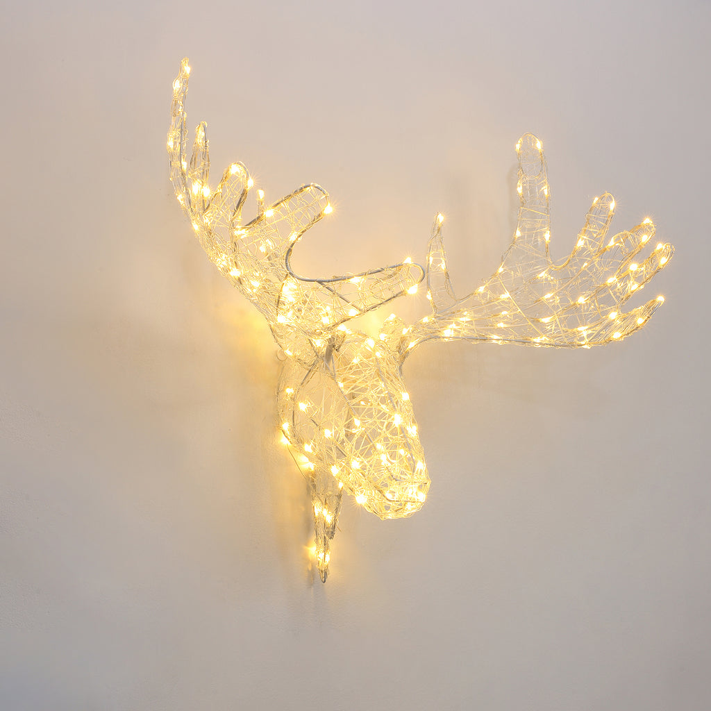 Moose Head Outdoor Holiday Decoration with Lights and Timer