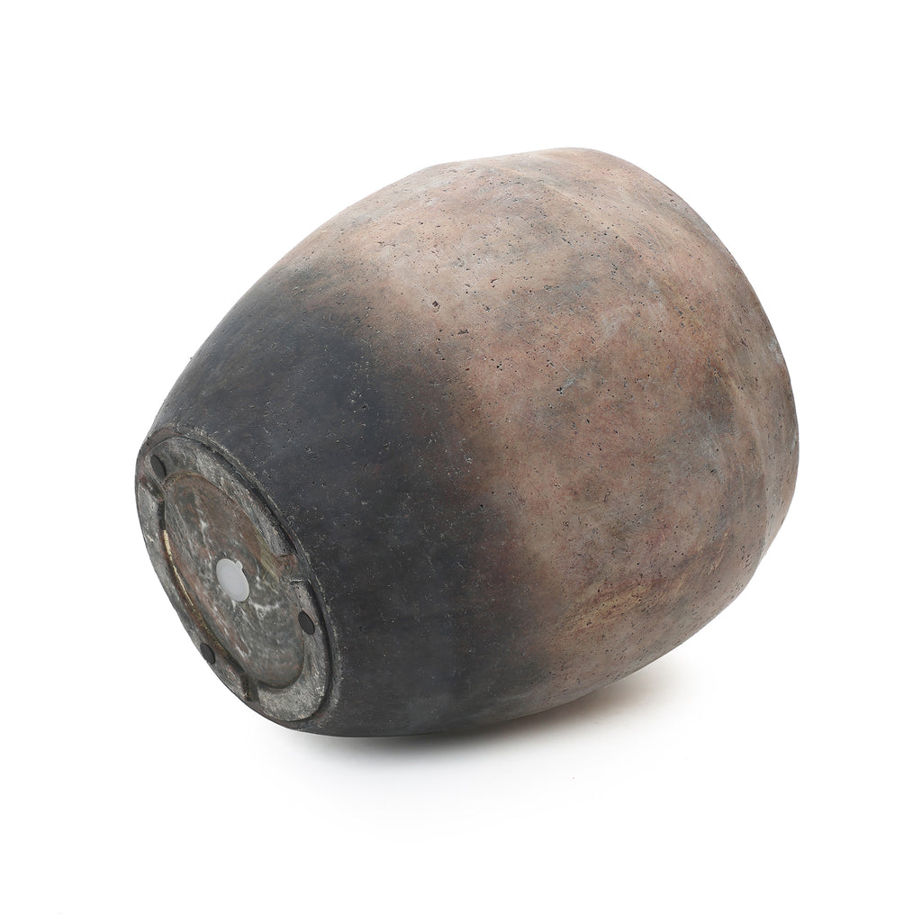 Vintage Antiqued Brown with Charcoal Base 13.8-Inch Tall Round Cement Planter