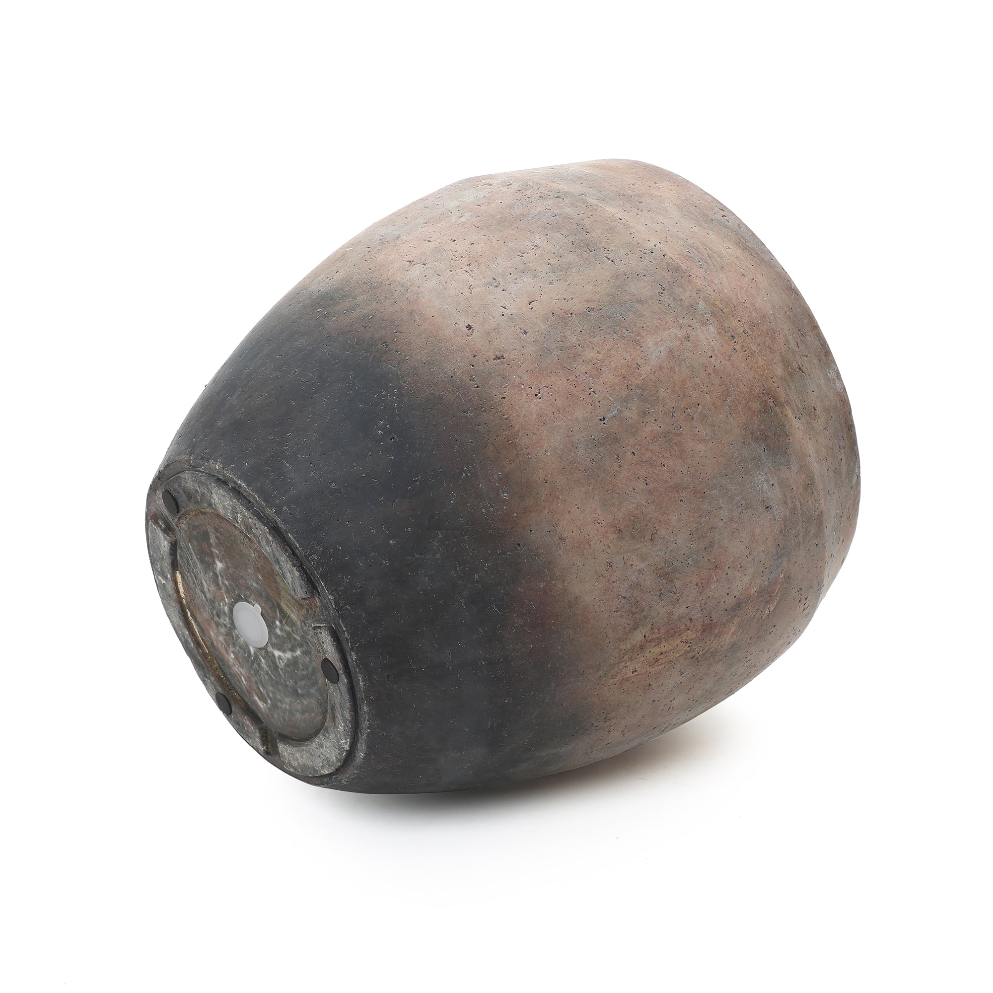 Vintage Antiqued Brown with Charcoal Base 13.8-Inch Tall Round Cement Planter
