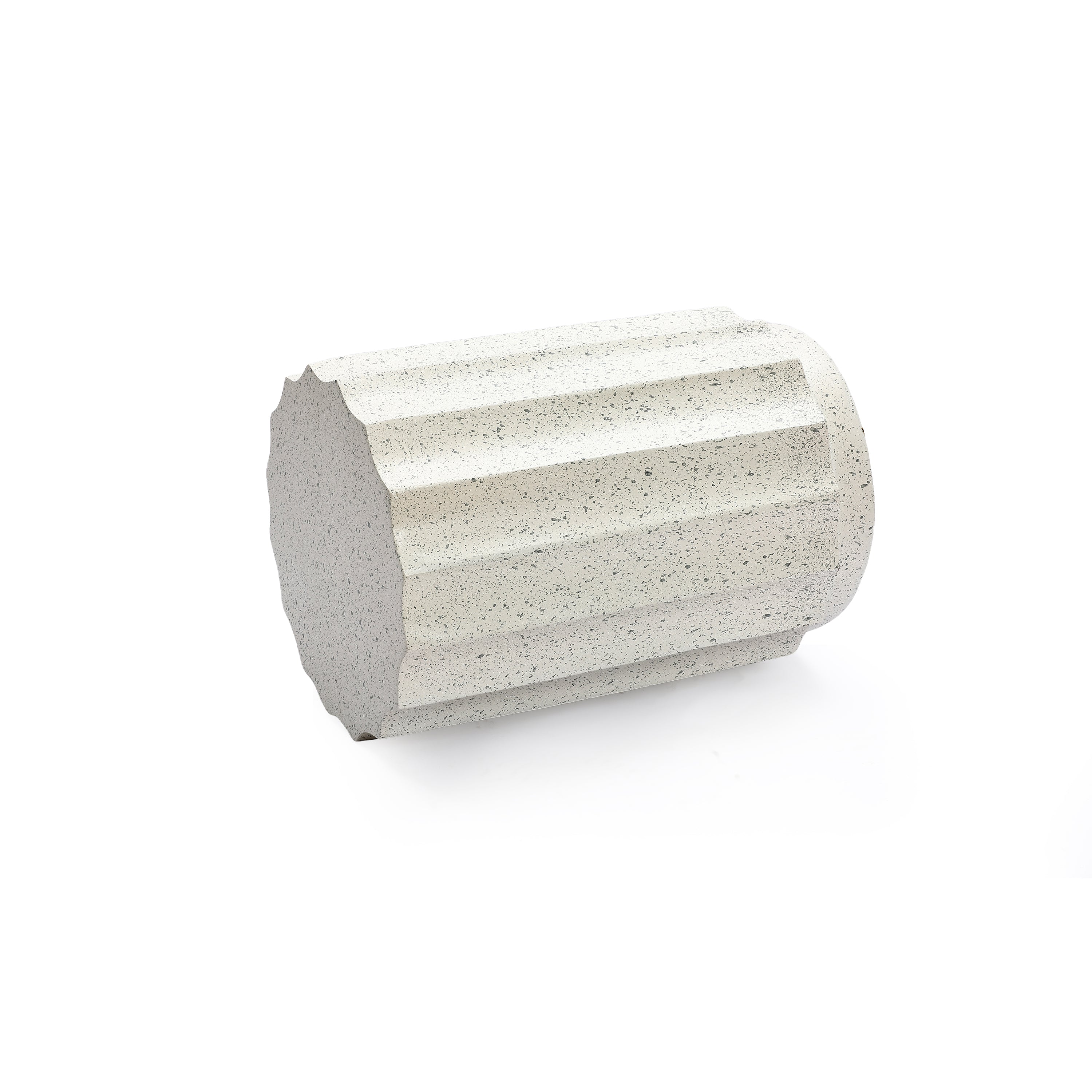 Off White with Gray Cement Fluted Round Indoor Outdoor Side and End Table