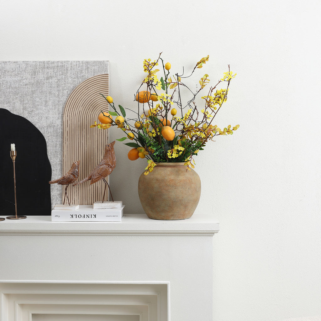 Terracotta 10" Round Vase with Natural Earth Tones