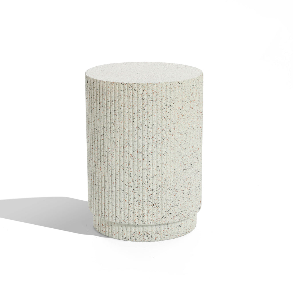 Ivory White Cement Round Outdoor Side Table