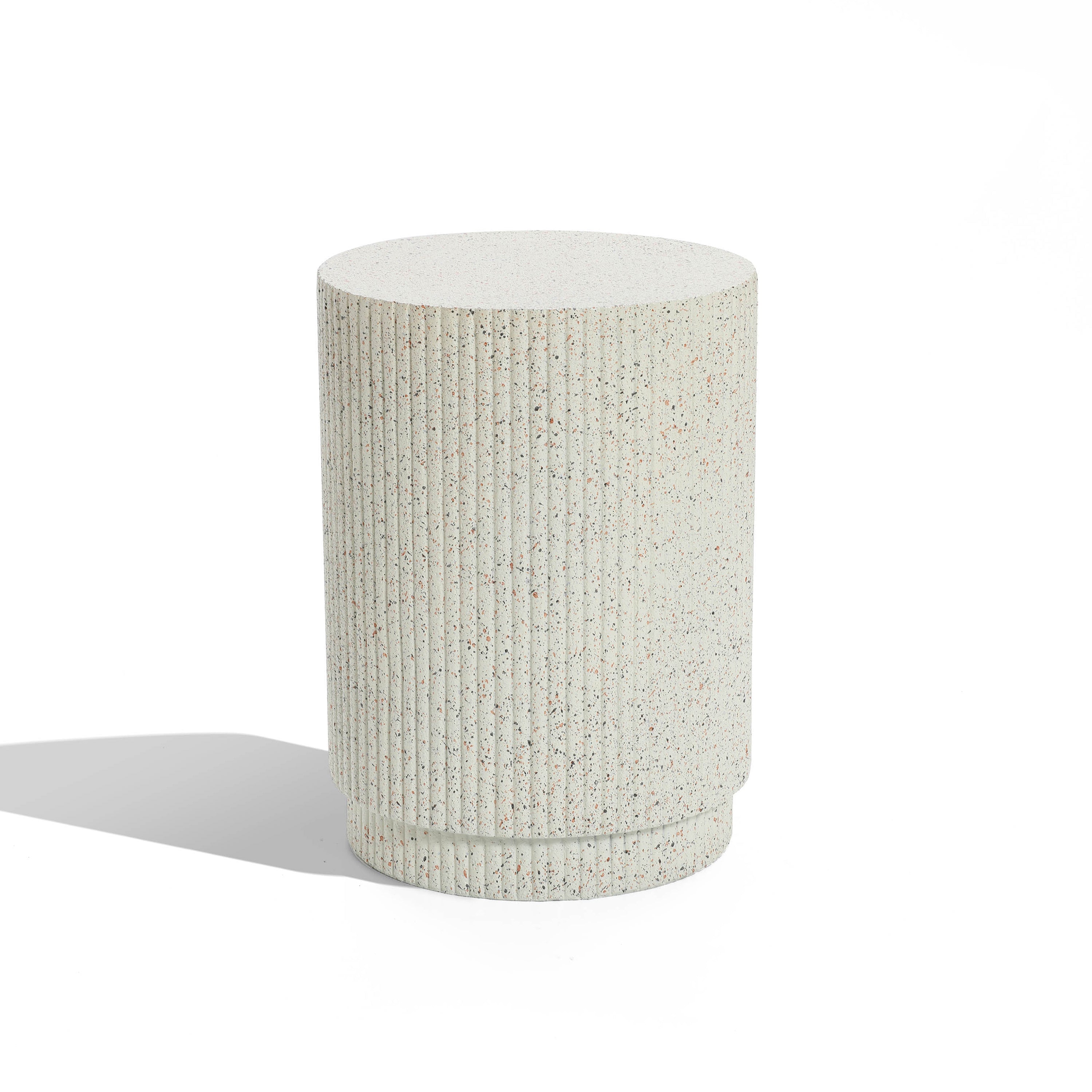 Ivory White Cement Round Outdoor Side Table