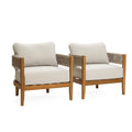 Outdoor Acacia Wood with Rope Sides Club Armchair with Cushions