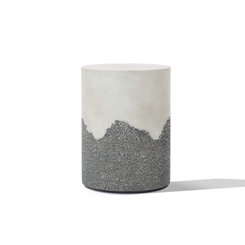 Gray and White Cement Round Outdoor Side Table