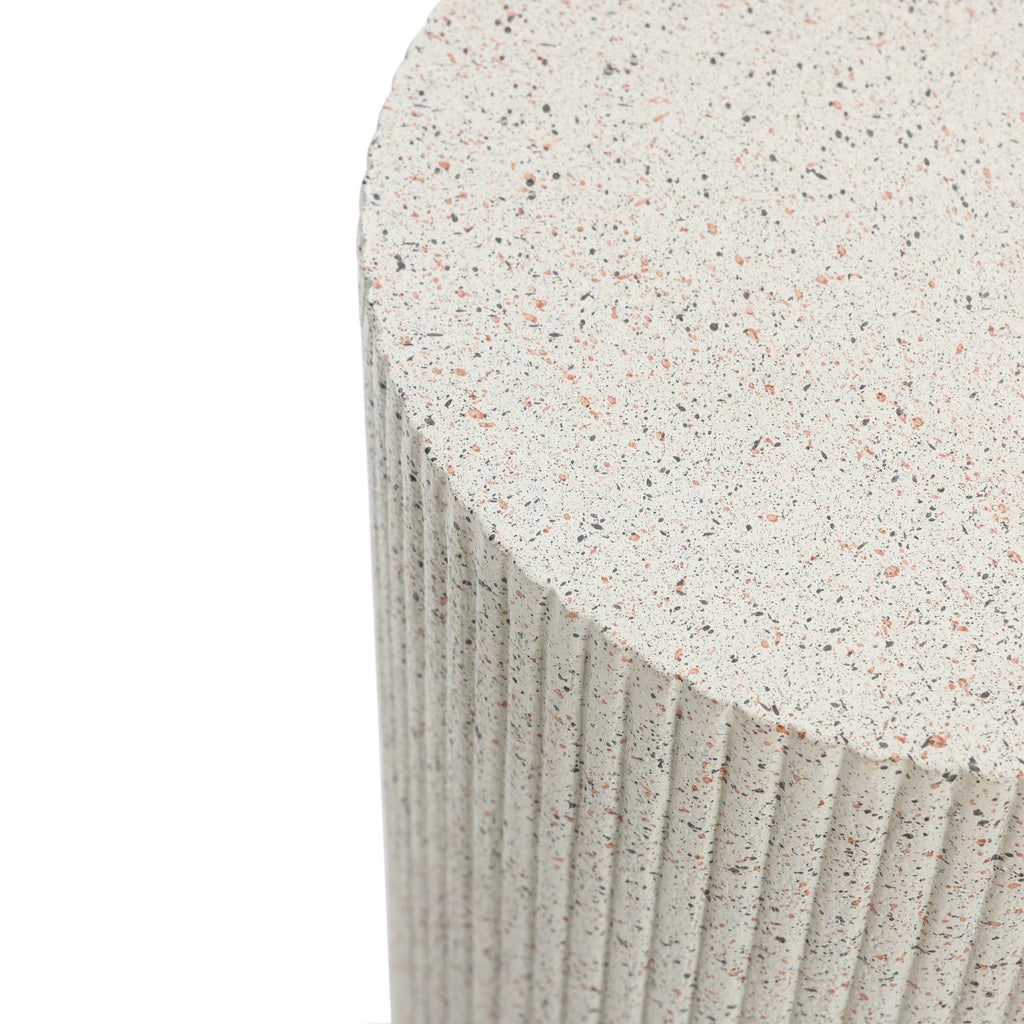 Ivory White Cement Round Outdoor Side Table