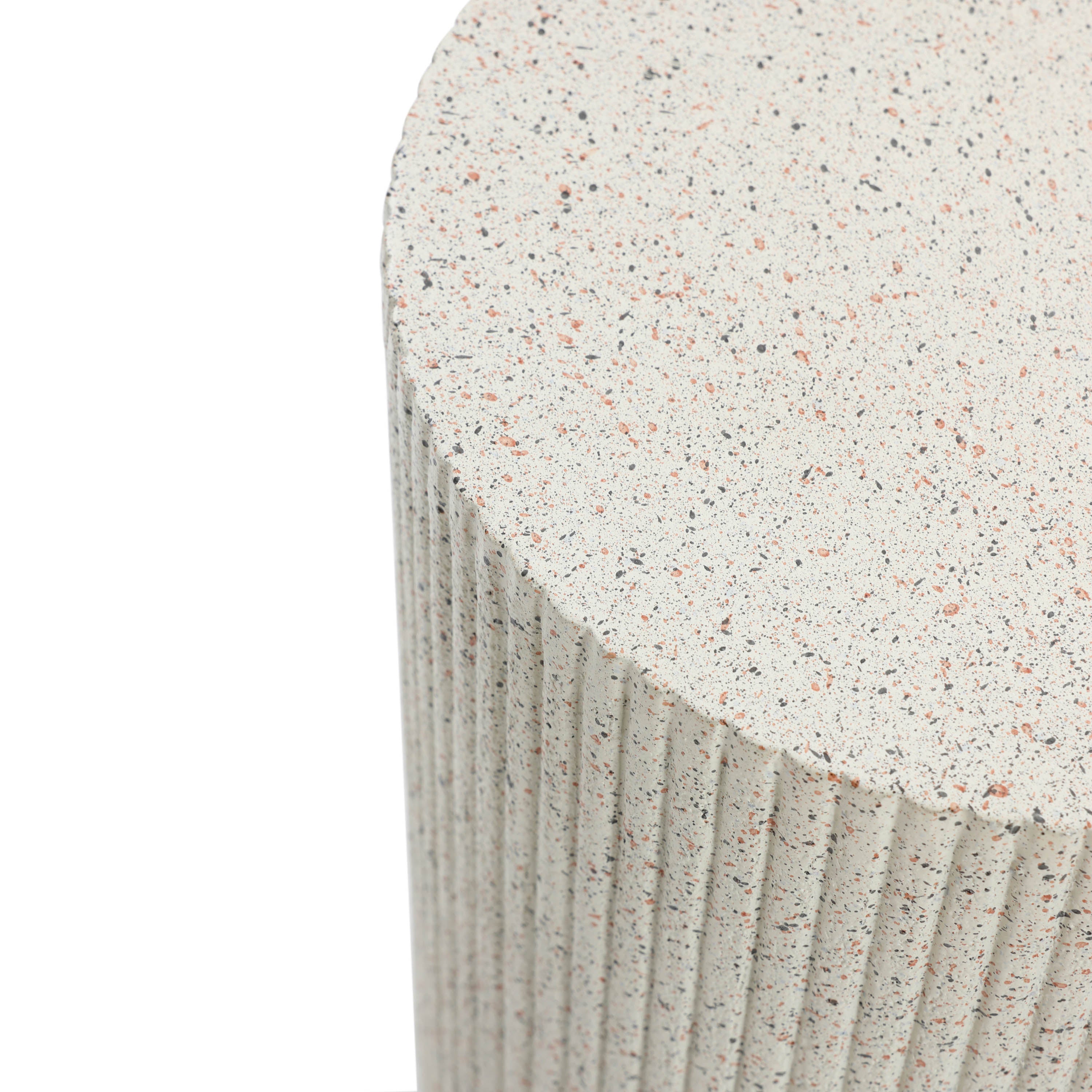 Ivory White Cement Round Outdoor Side Table