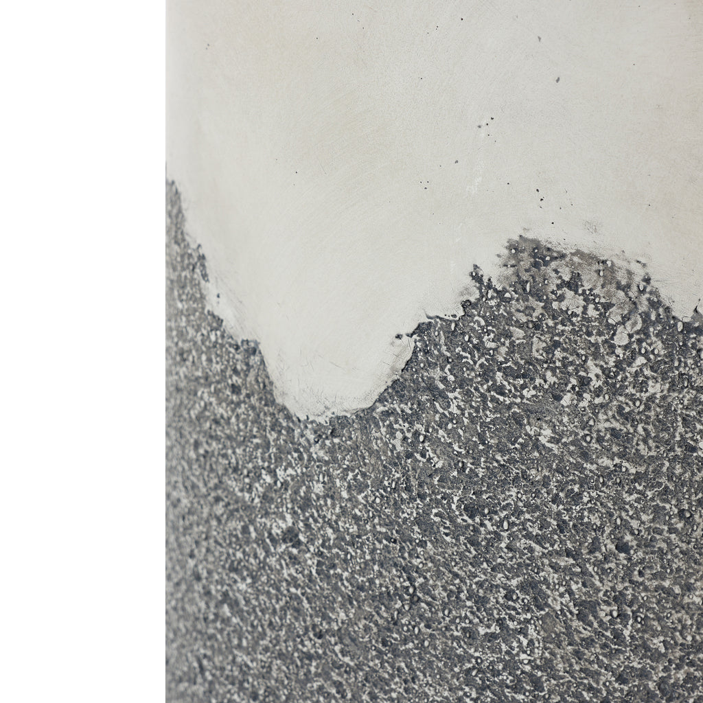 Gray and White Cement Round Outdoor Side Table