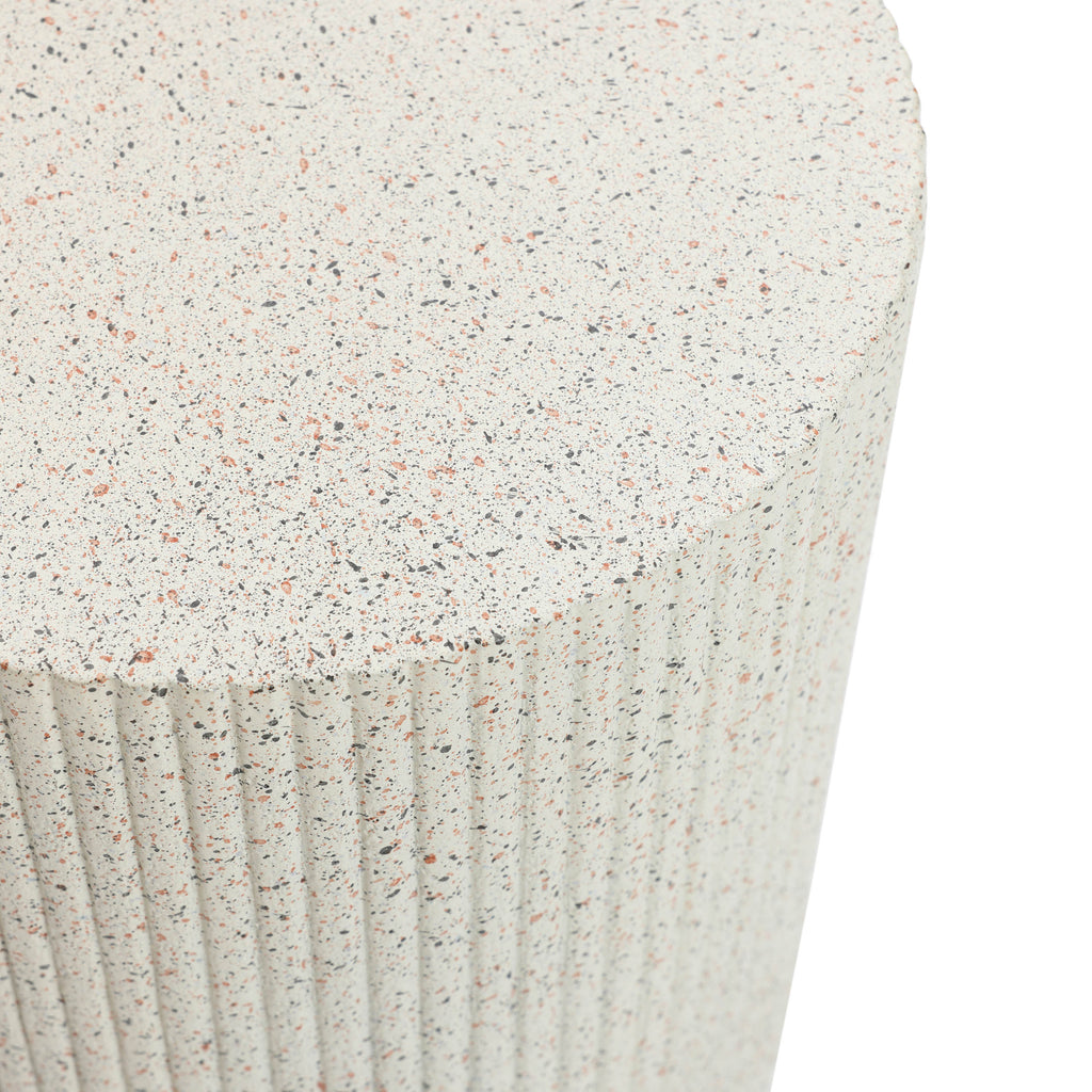 Ivory White Cement Round Outdoor Side Table