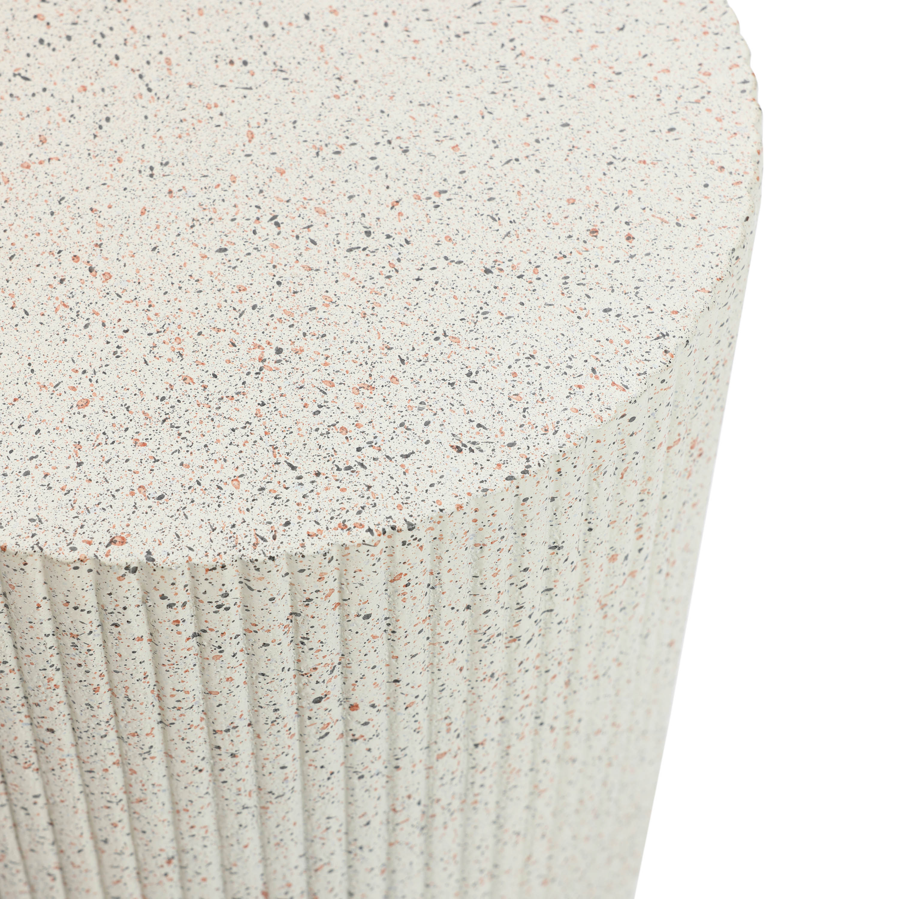 Ivory White Cement Round Outdoor Side Table