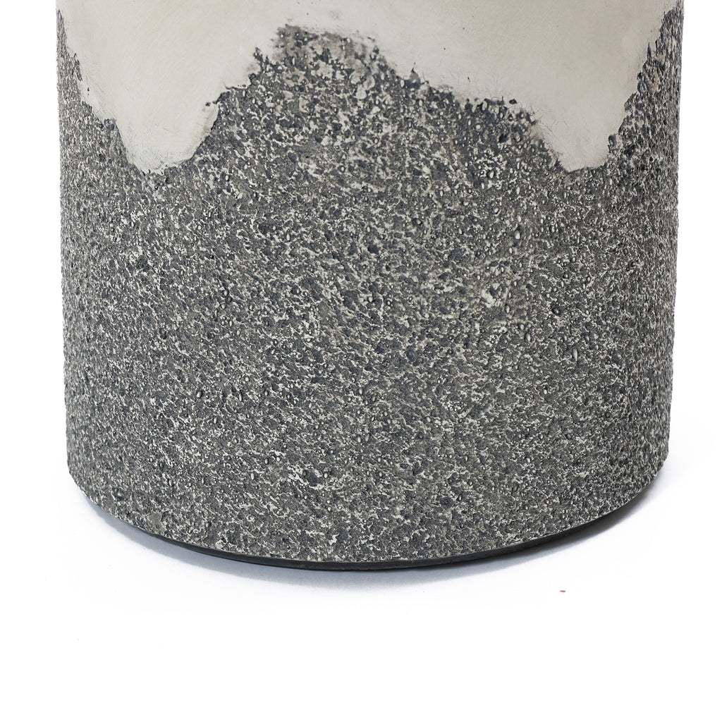 Gray and White Cement Round Outdoor Side Table