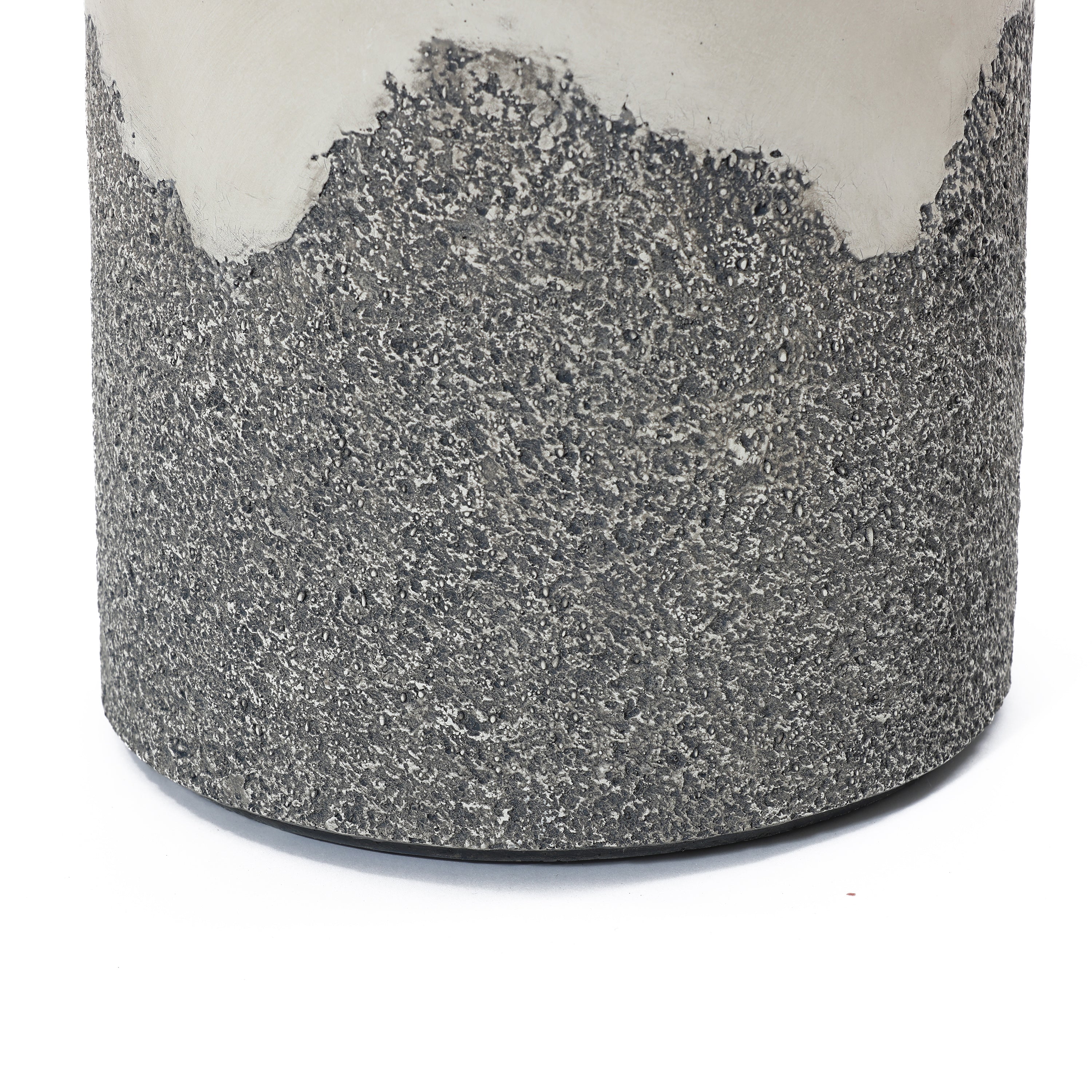 Gray and White Cement Round Outdoor Side Table