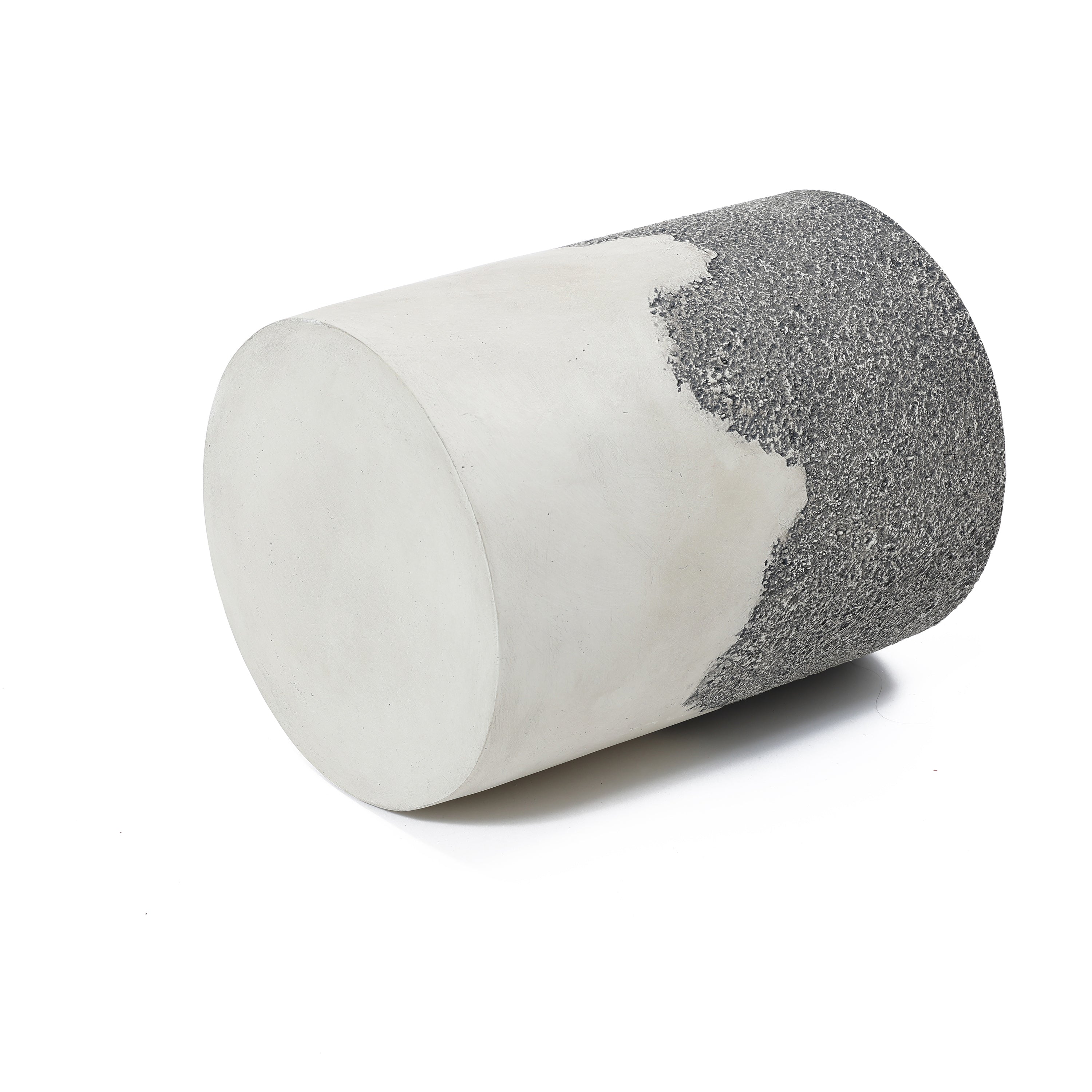 Gray and White Cement Round Outdoor Side Table