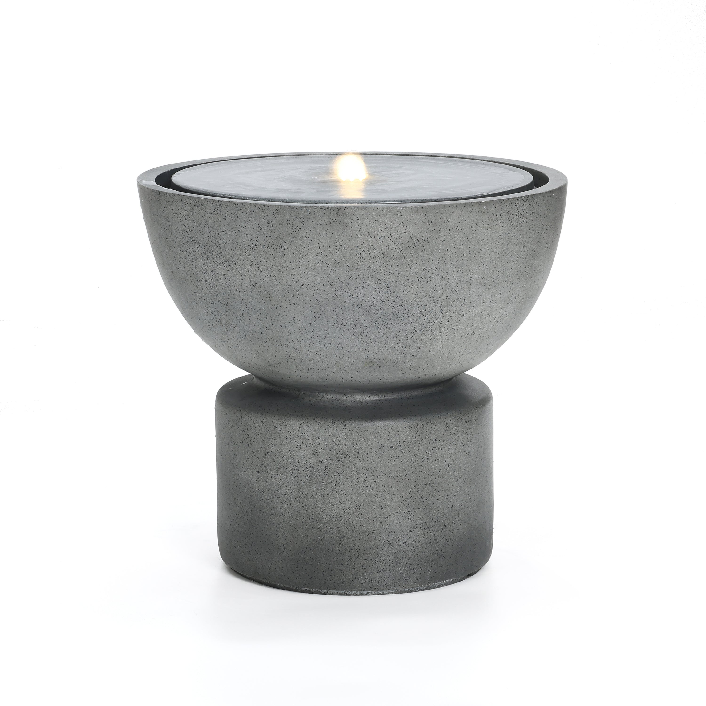 Modern Concrete Tabletop Fountain with LED Light - Serene Indoor/Outdoor Decorative
