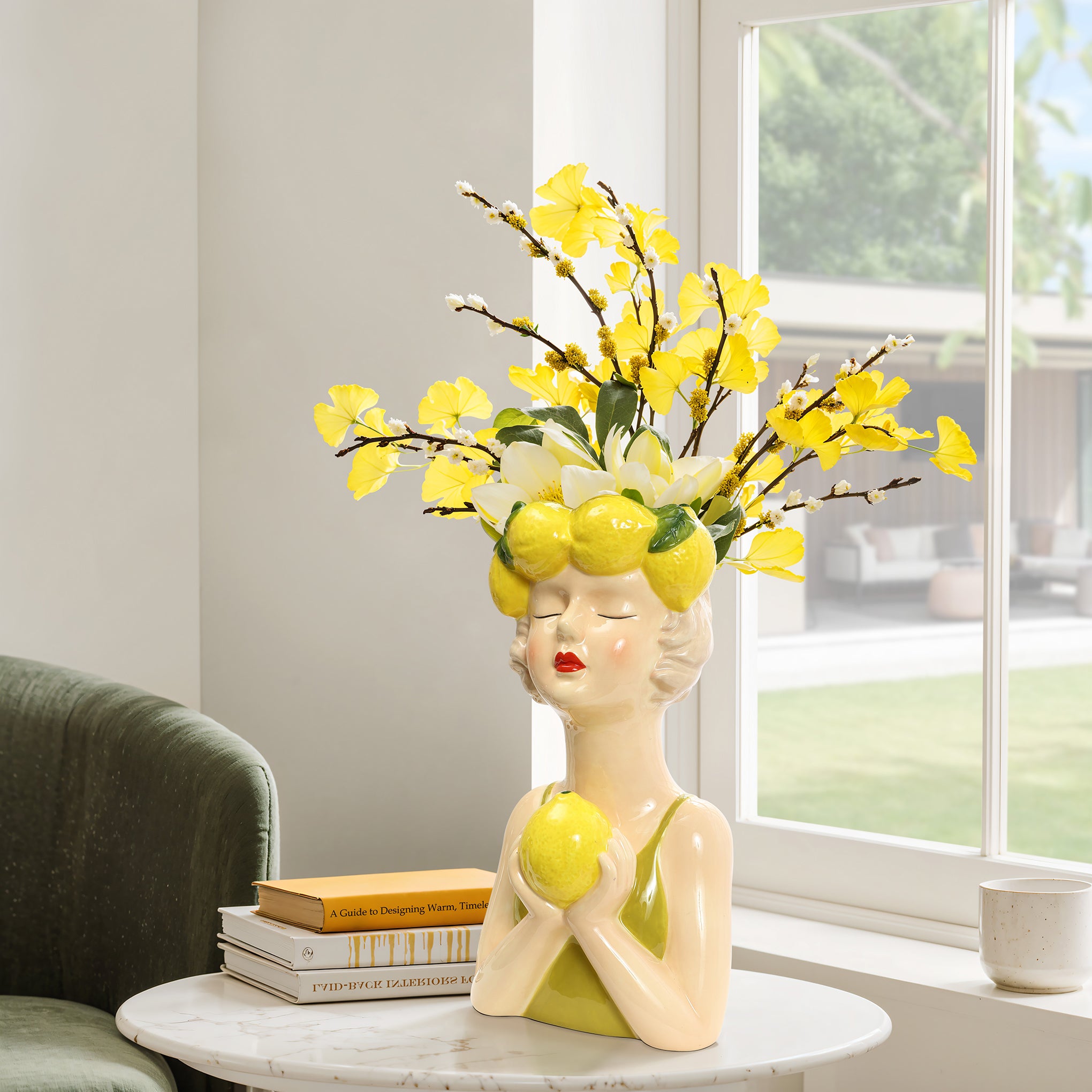 Lady Lemons Ceramic 11.6-Inch Tall Sculpture Vase