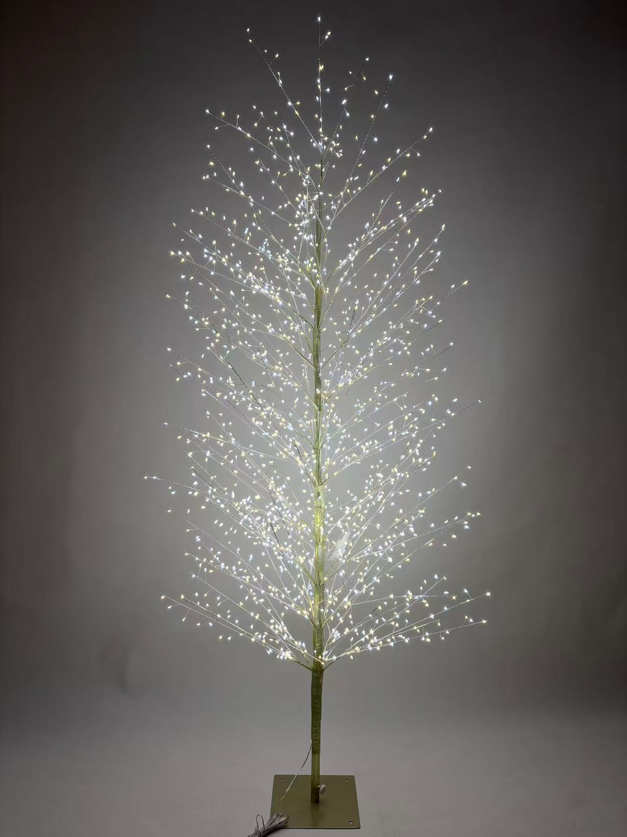 Pre-Lit LED Twig Tree, Artificial Lighted Christmas Tree with Warm & Cool White Lights, Metal Stand, Decorative Glowing Tree for Home, Holiday, Party, Indoor Outdoor Decor