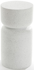 White with Gray Flecks Pillar Round MgO Side Table, Indoors and Outdoors