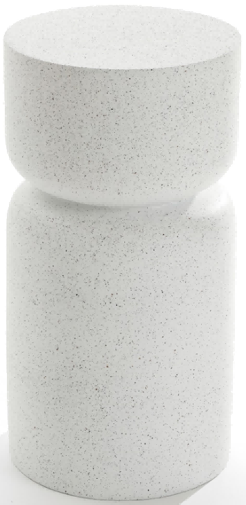 White with Gray Flecks Pillar Round MgO Side Table, Indoors and Outdoors
