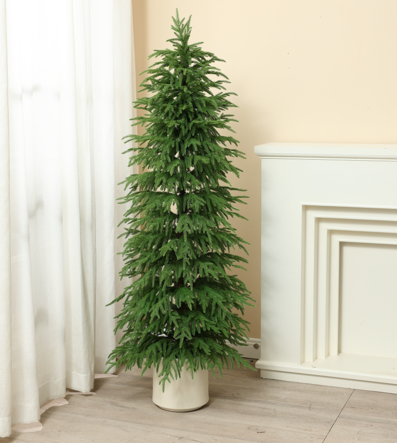 Artificial Potted Cedar Pine Tree, Unlit Realistic Evergreen Topiary for Indoor Home Decor, Living Room, Entryway, Christmas & Year-Round Greenery