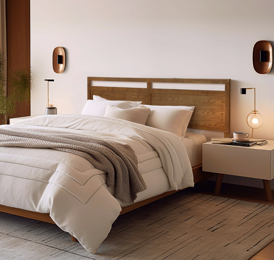 Farmhouse Double Panel Wood Headboard, King