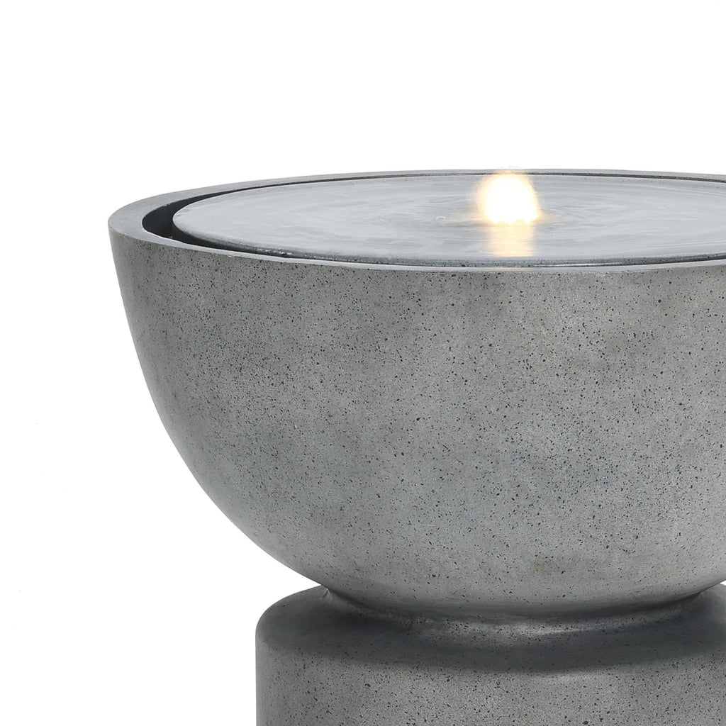 Modern Concrete Tabletop Fountain with LED Light - Serene Indoor/Outdoor Decorative
