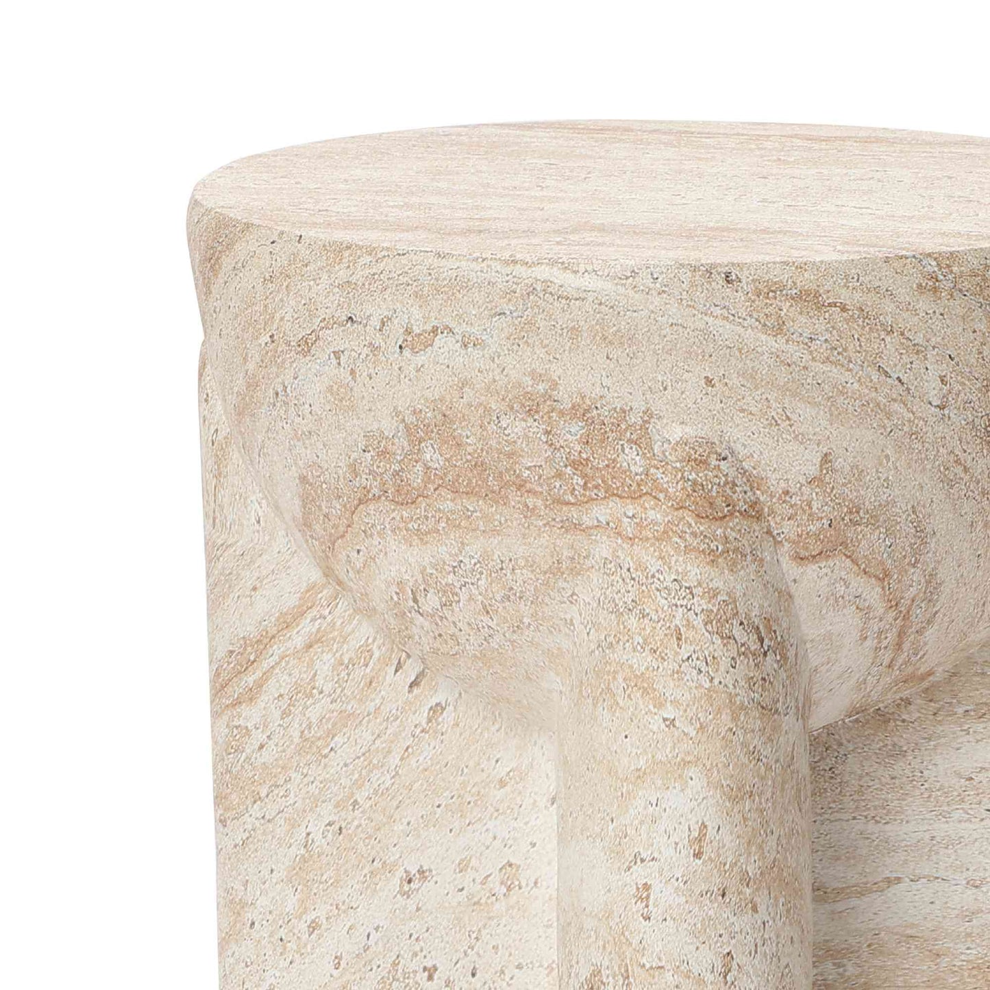 Ebb Pedestal Round MgO Side Table, Marbled Brown-White