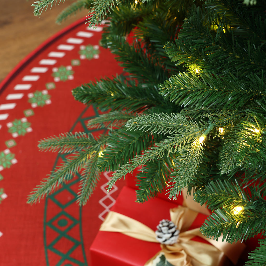 6Ft Pre-Lit Green Slim Artificial Christmas Tree with 8 Light Functions