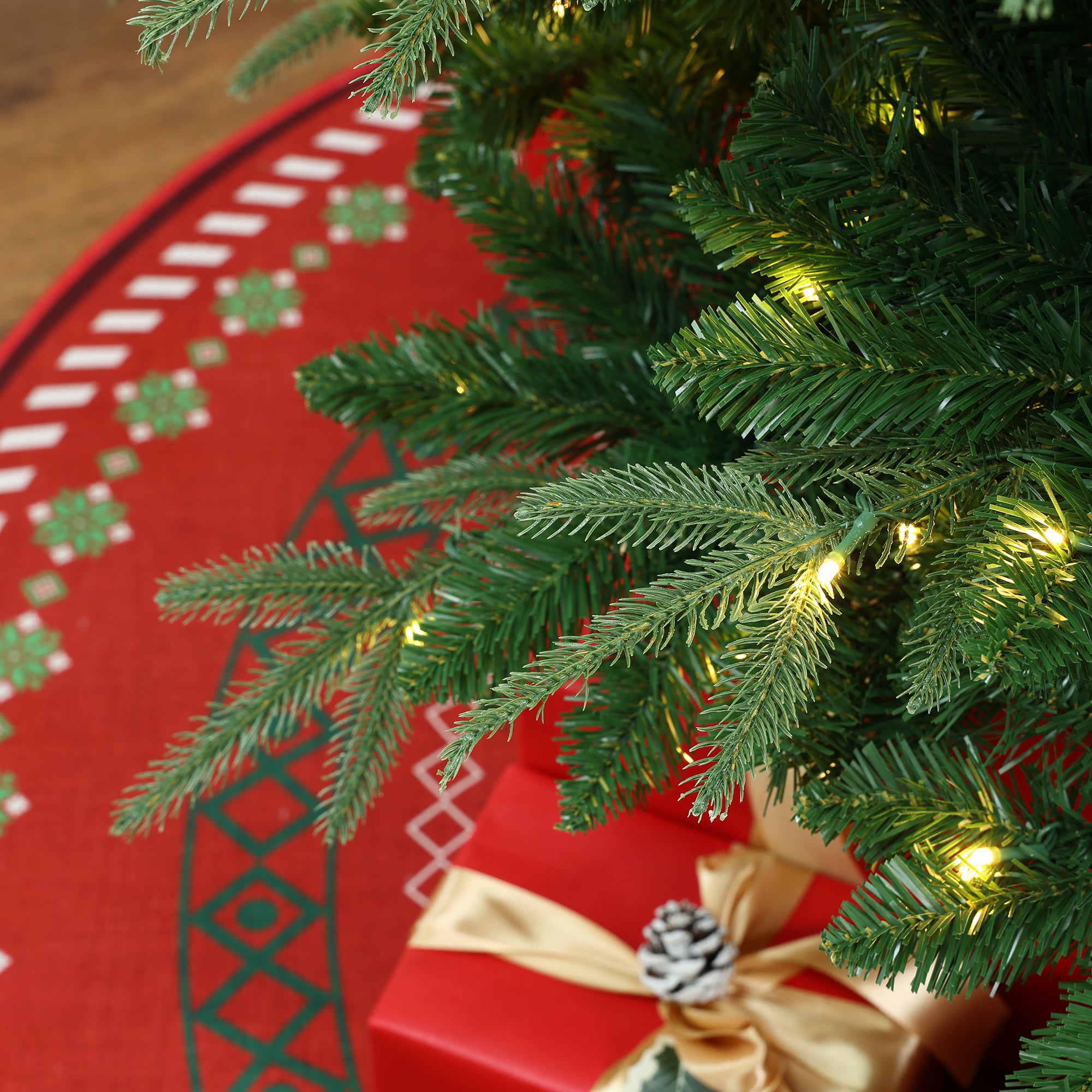 6Ft Pre-Lit Green Slim Artificial Christmas Tree with 8 Light Functions