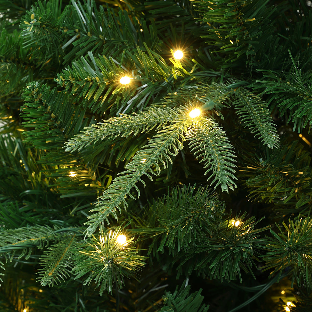 6Ft Pre-Lit Green Slim Artificial Christmas Tree with 8 Light Functions