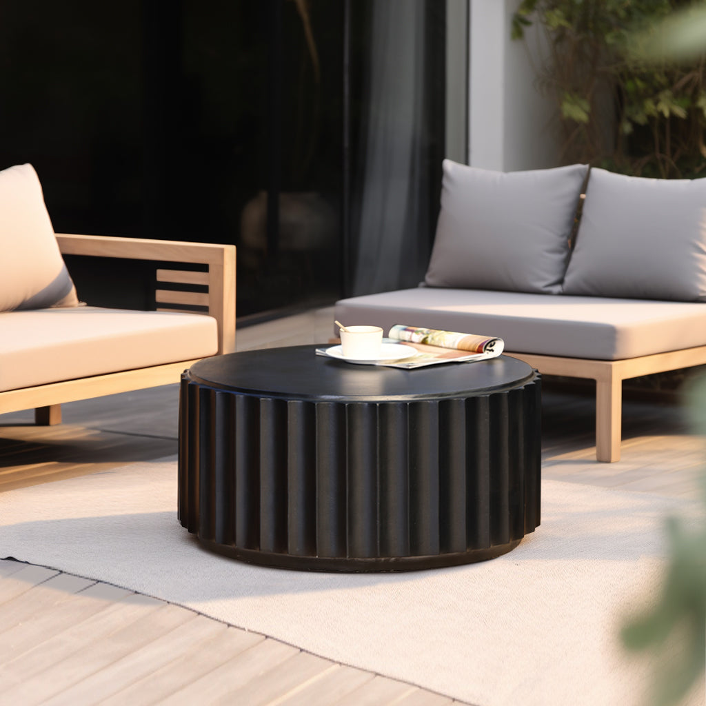 Black Cement Round Coffee Table