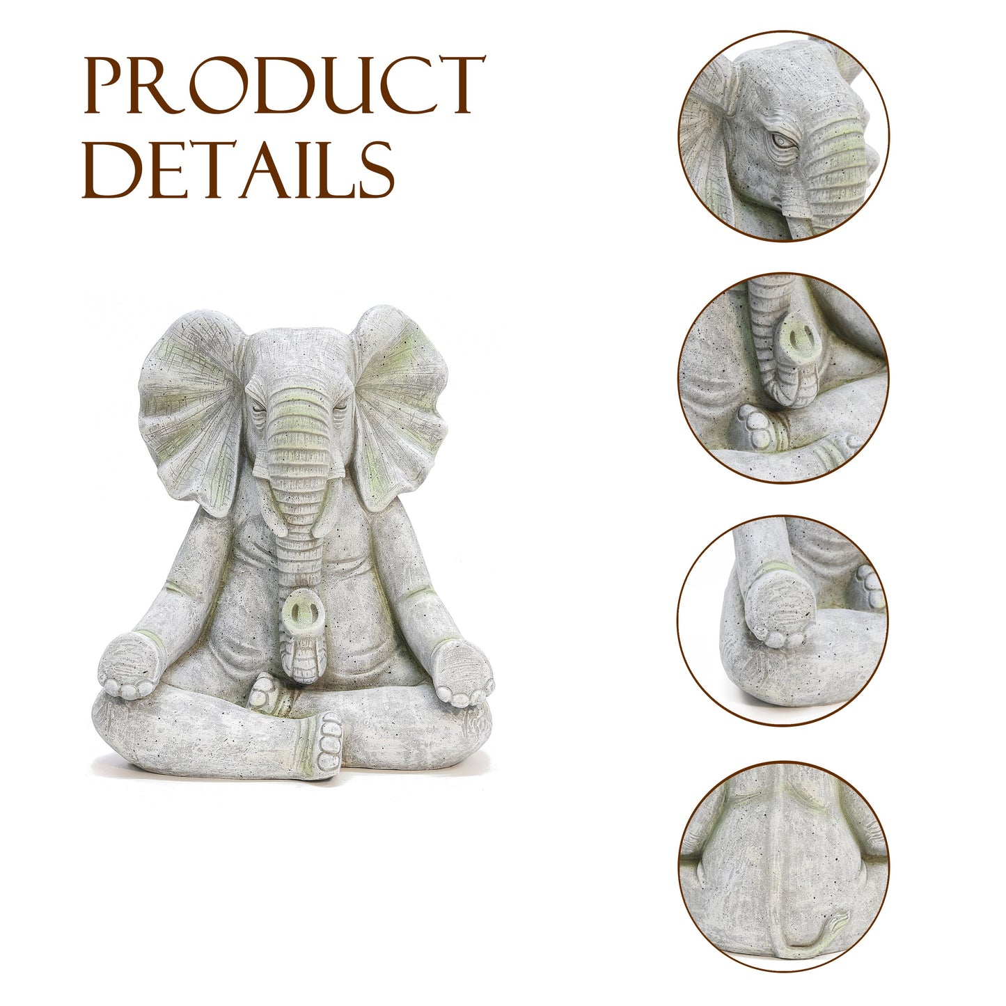 Quiet Moment Elephant MgO Garden Statue