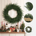 35-Inch Round Artificial Green Wreath Holiday Mantle and Door Decoration