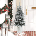 4Ft Pre-Lit Snow-Flocked Potted Artificial Christmas Tree
