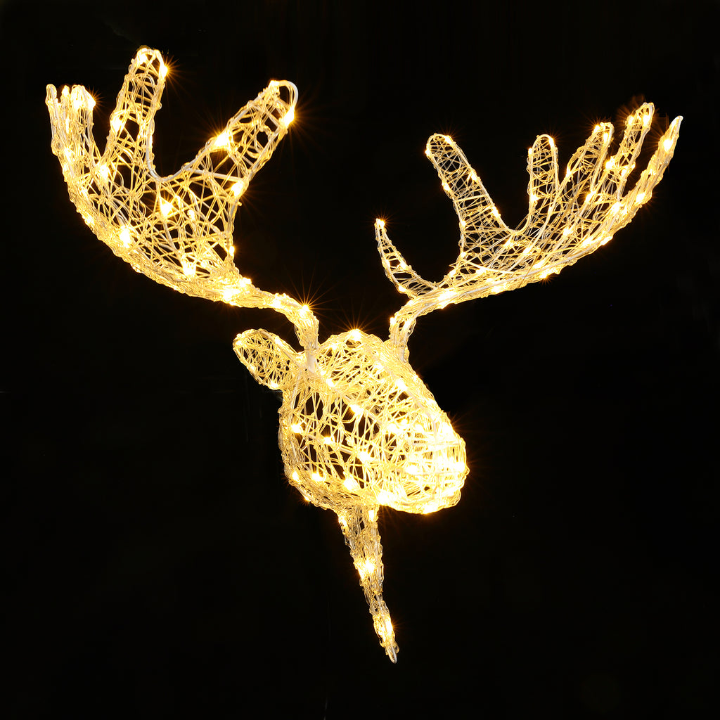 Moose Head Outdoor Holiday Decoration with Lights and Timer