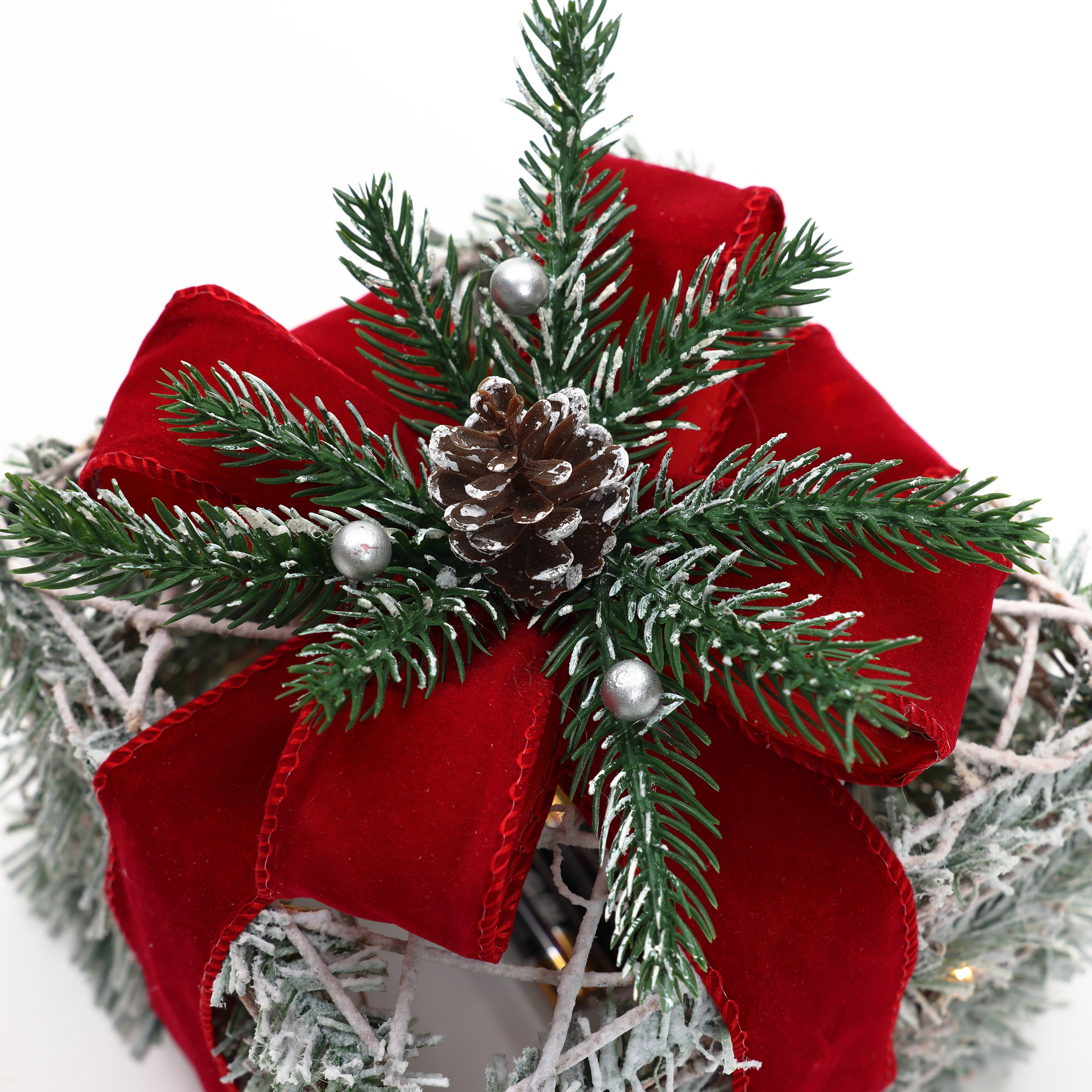 3-Piece Frosted Faux Cedar Branch Giftbox Holiday Decoration Set with Lights