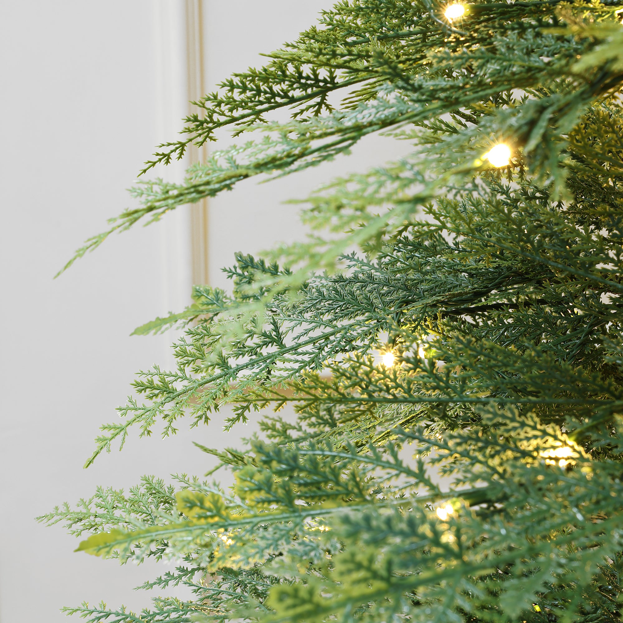 6.5Ft Pre-Lit Green Cypress Artificial Christmas Tree with Metal Stand