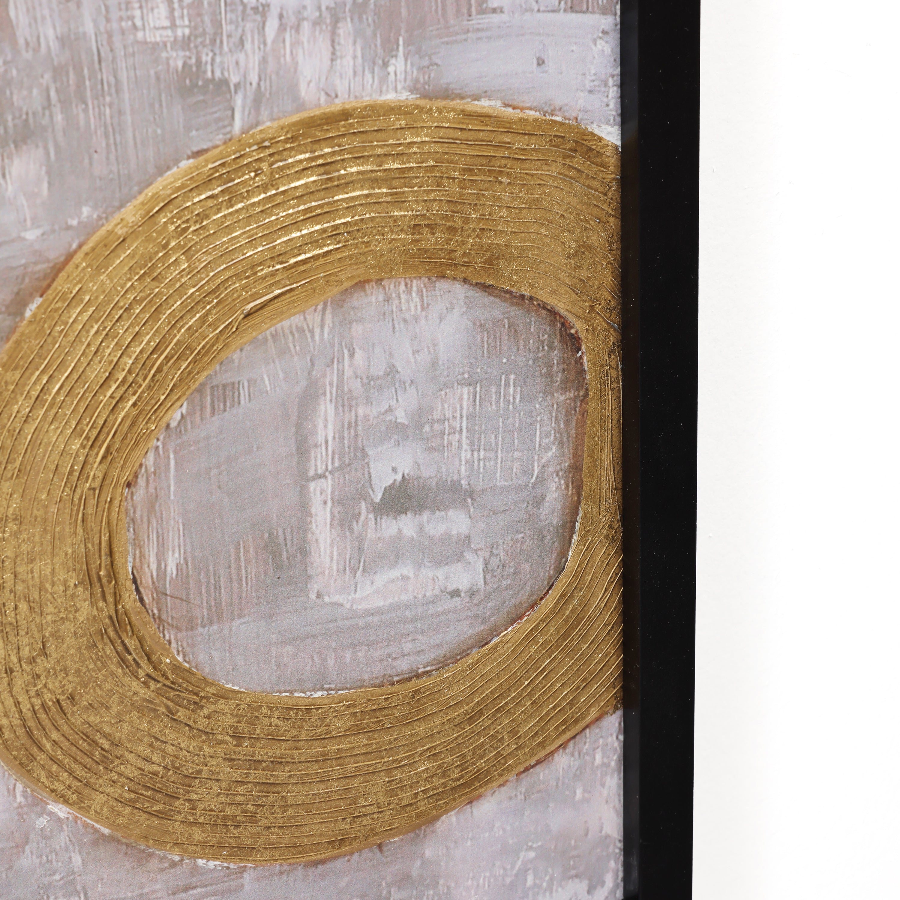 2-Piece Gold and Brown Metal with Black Rectangle Frame Wall Decor Set