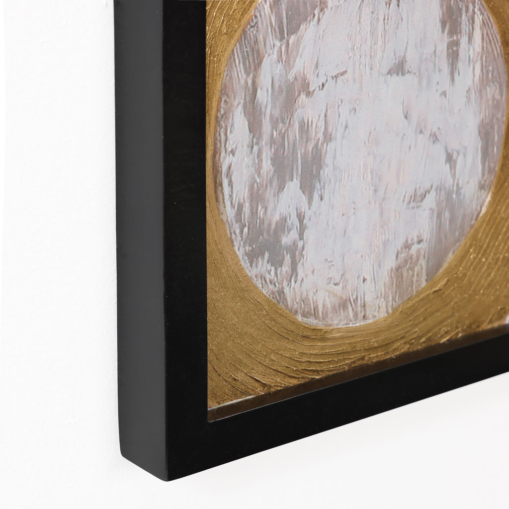 2-Piece Gold and Brown Metal with Black Rectangle Frame Wall Decor Set