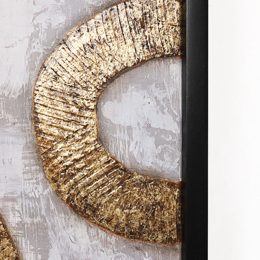 2-Piece Gold and Brown Metal with Black Rectangle Frame Wall Decor Set