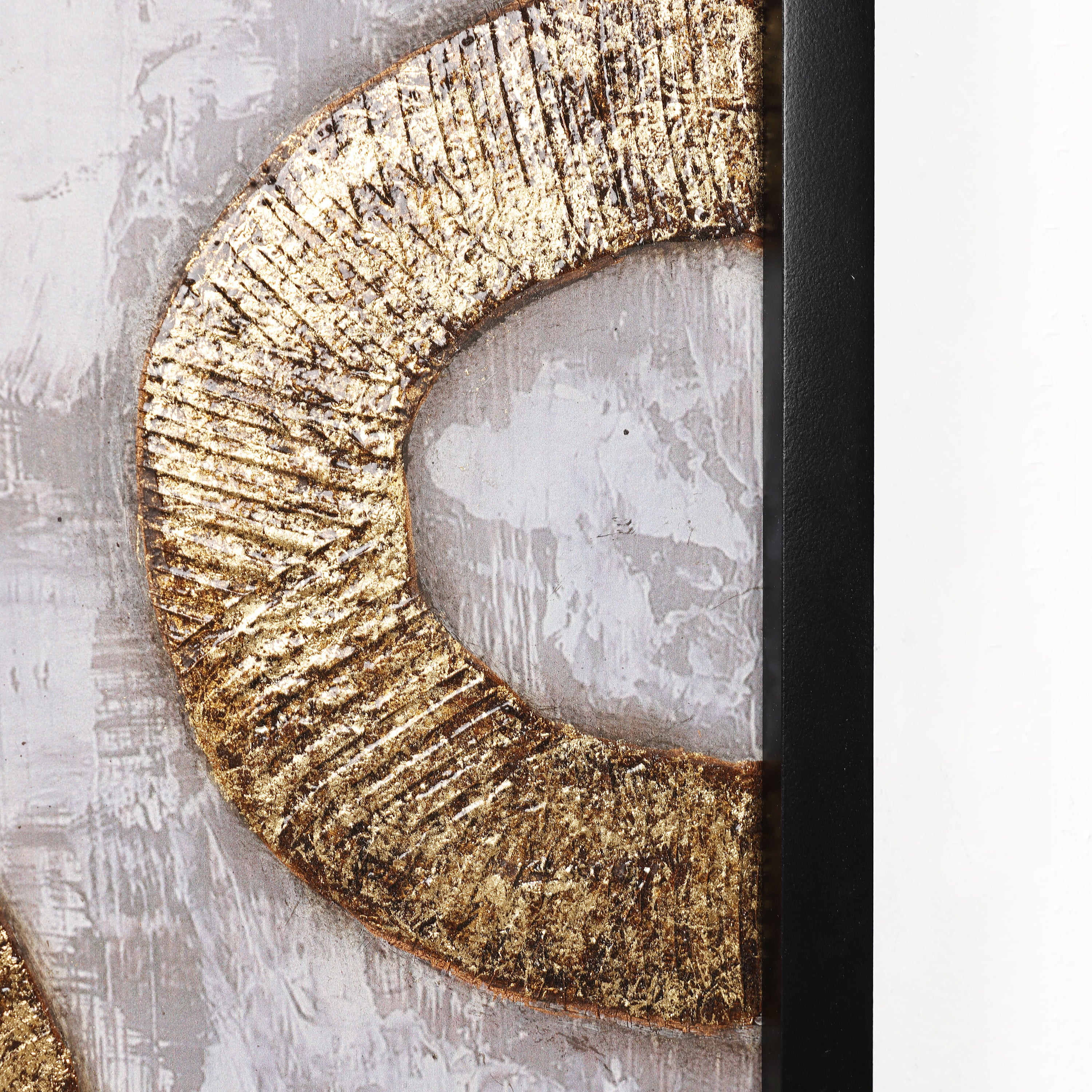 2-Piece Gold and Brown Metal with Black Rectangle Frame Wall Decor Set