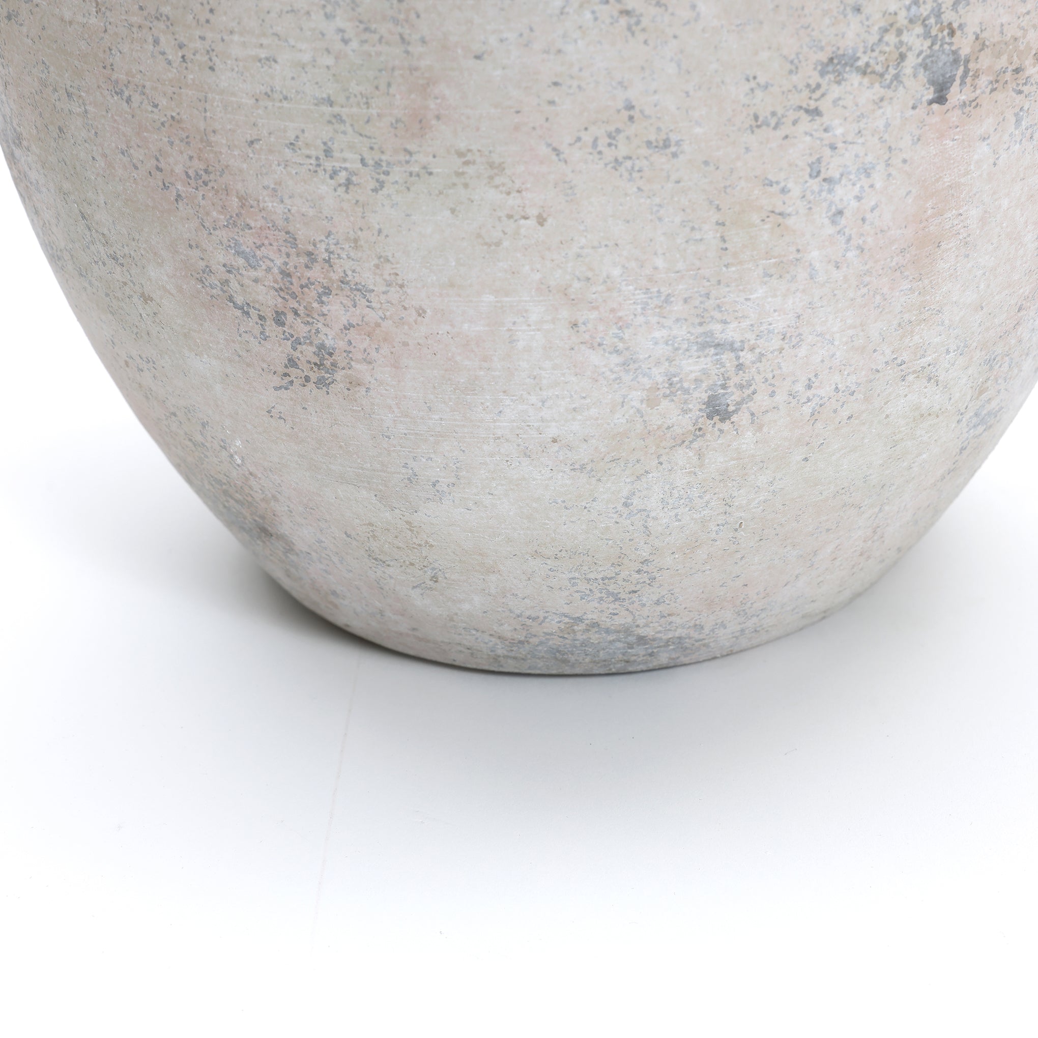 Multi Gray and White Terracotta 11-Inch Tall Vase with Handles
