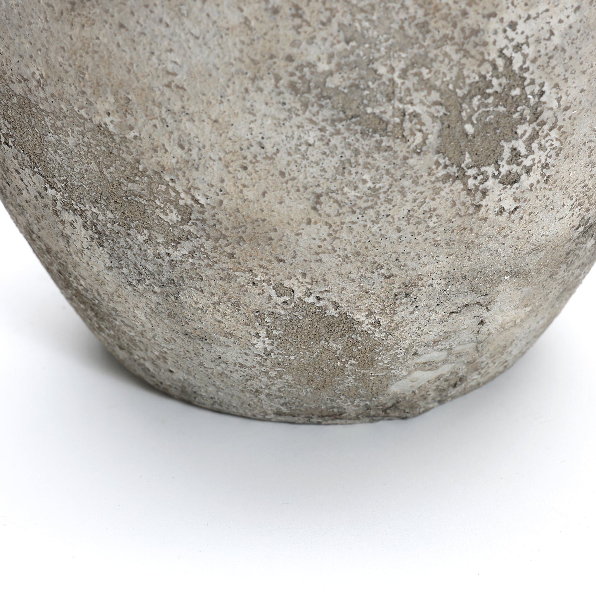Rustic Gray and White Terracotta 10-Inch Round Vase with Handles