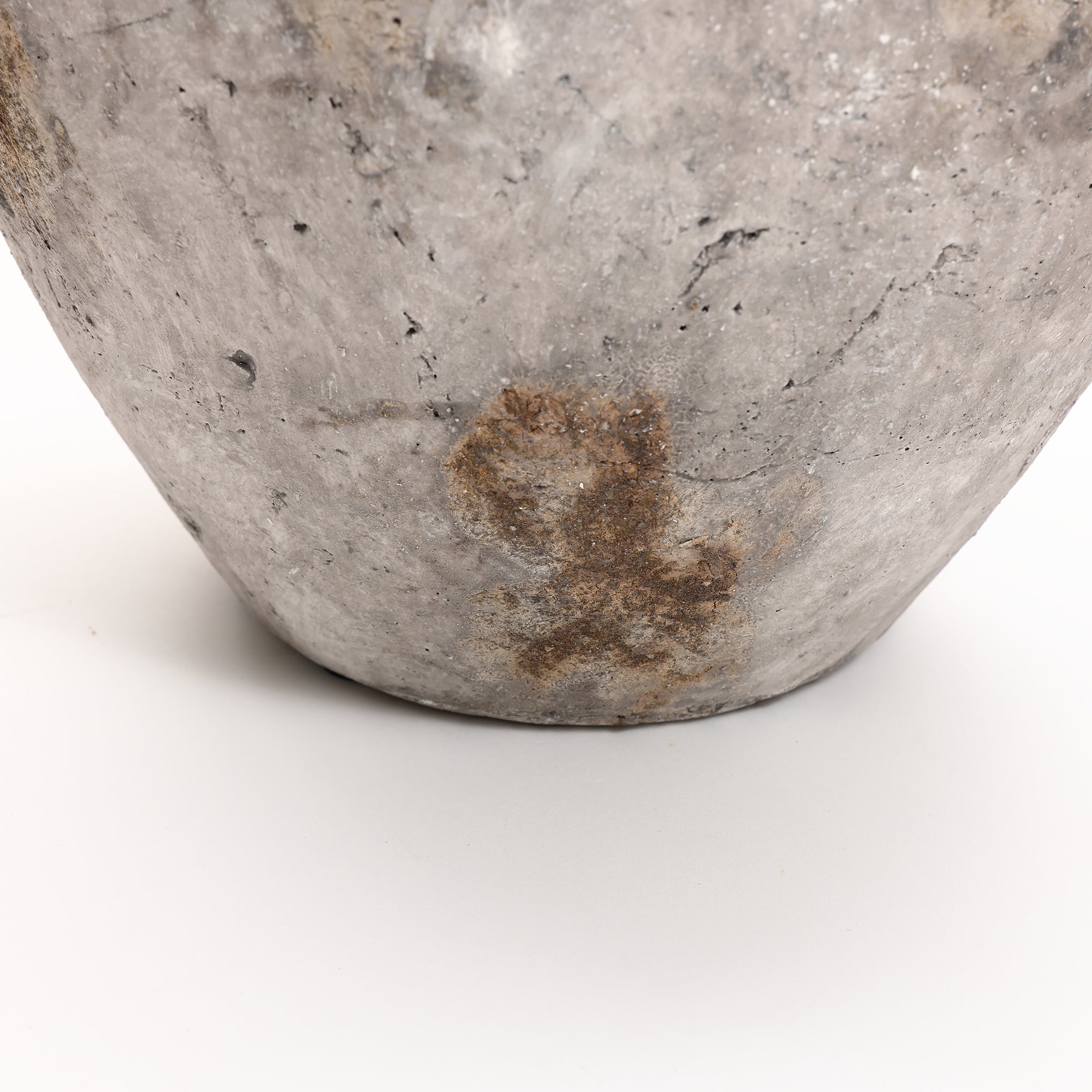 Mottled Brown and White Terracotta 12-Inch Tall Jug Vase with Handles