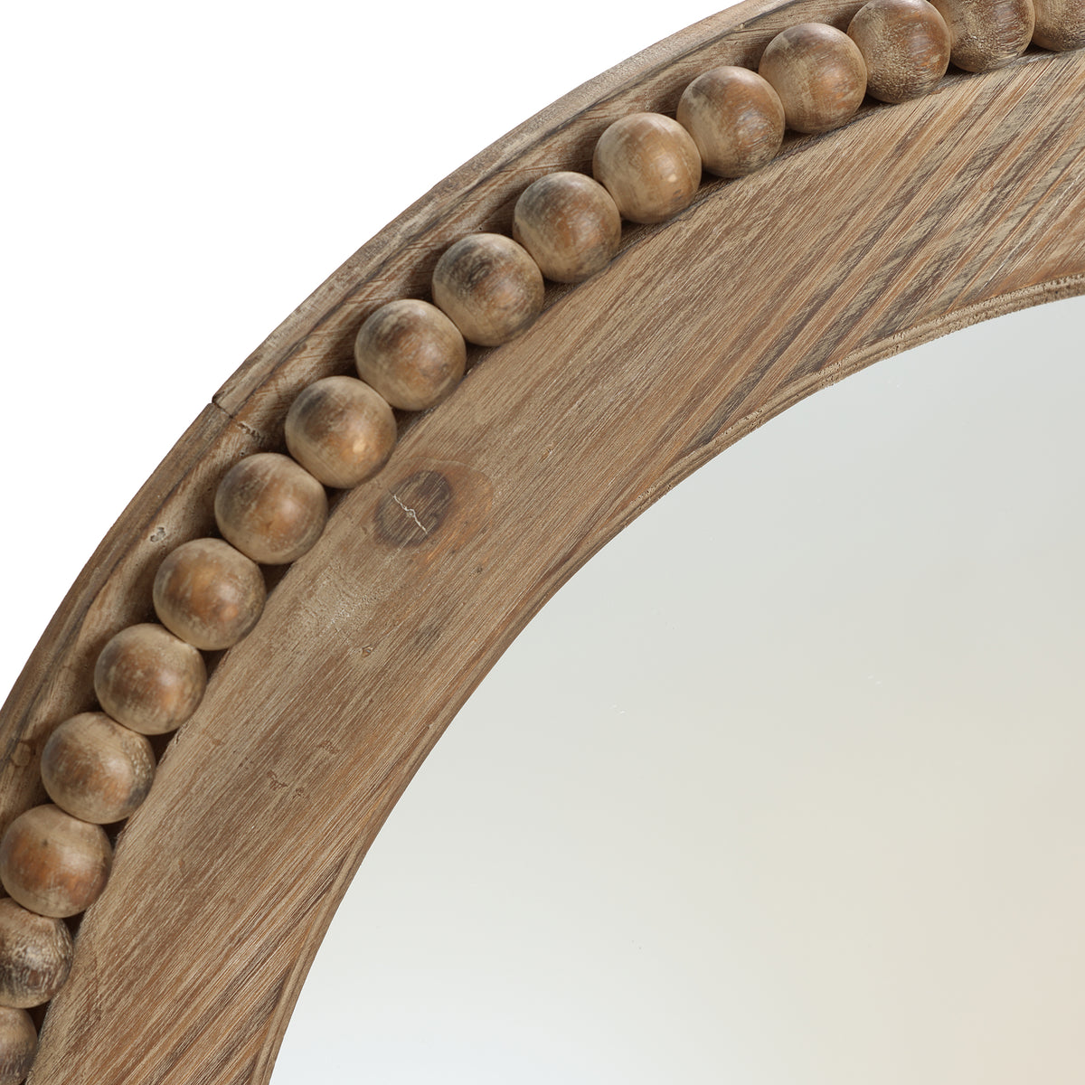 Beaded Frame Arched Wood Decor Wall Mirror, Brown, 39"
