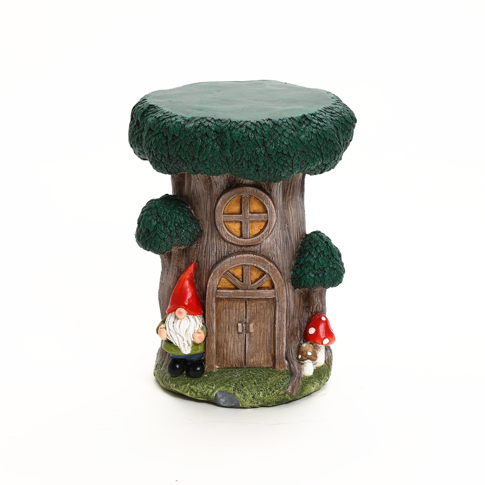 Gnome Tree Stump MgO Indoor and Outdoor Sculpture Side Table